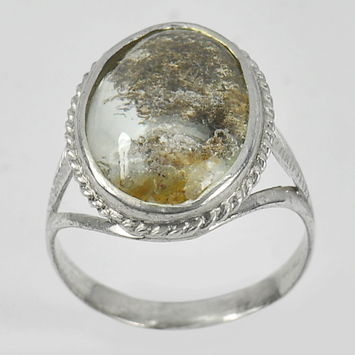 3.94 G. Moss Quartz 925 Sterling Silver Jewelry Ring Sz 7.5