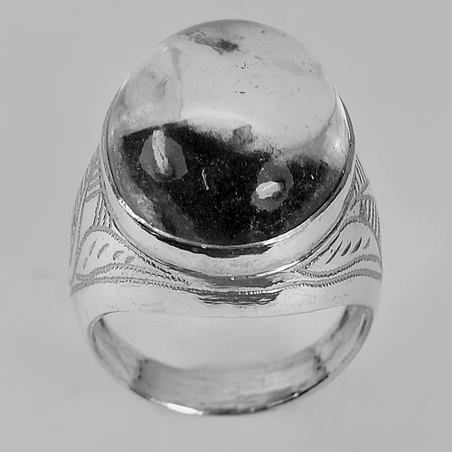 Unheated 8.78 G. Natural Moss Quartz 925 Silver Jewelry Ring Sz 8.5