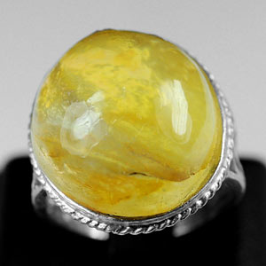 9.77 G. Semi - Transparent Moss Quartz 925 Silver Jewelry Ring Sz 7