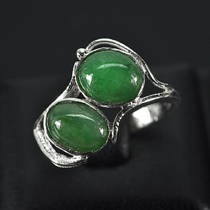 2.84 G. Natural Green Jade Sterling Silver Ring Size 6