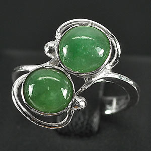 2.79 G. Seductive Natural Green Jade Sterling Silver Ring Size 5.5