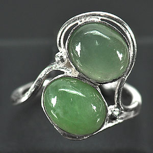 3.74 G. Natural Green Jade Sterling Silver Ring Size 6