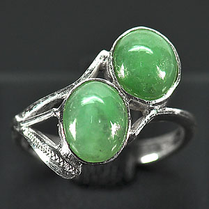 2.78 G. Vivacious Natural Green Jade Sterling Silver Ring Size 6