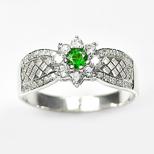 3.82 G. Cute Natural Green Chrome Diopside Silver 925 Jewelry Rings
