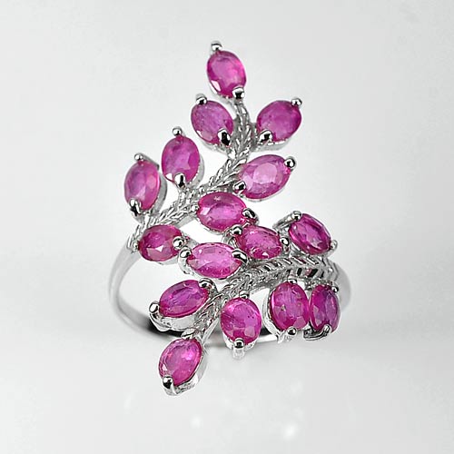 3.62 G. Natural Purplish Pink Ruby Real 925 Silver Jewelry Ring Size 8