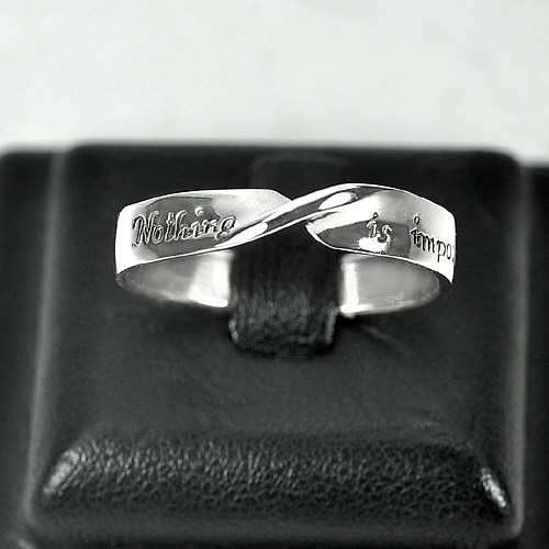 2.45 G. Good Real 925 Sterling Silver Nothing is impossible Band Ring Size 8.5