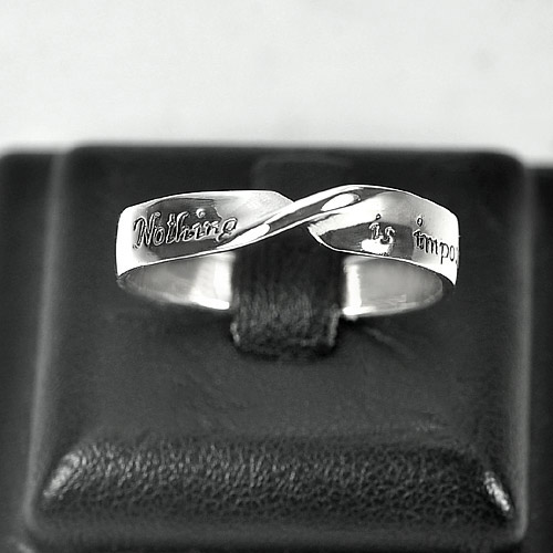 2.61 G. Good Real 925 Sterling Silver Nothing is impossible Band Ring Size 9.5