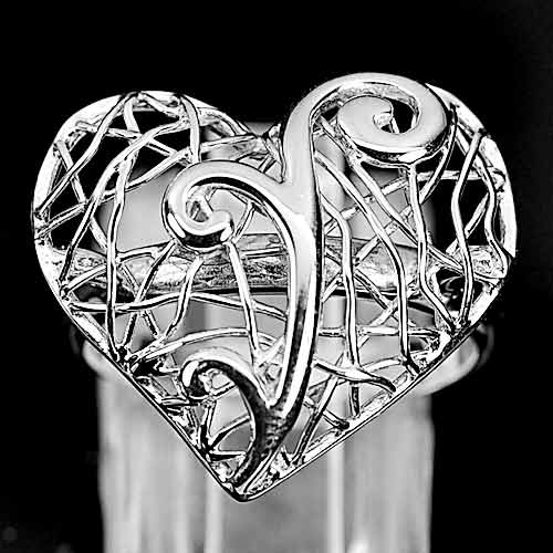 1Pc./$26.99Wholesale Natural 925 Sterling Silver Jewelry Ring Size 7Heart Design