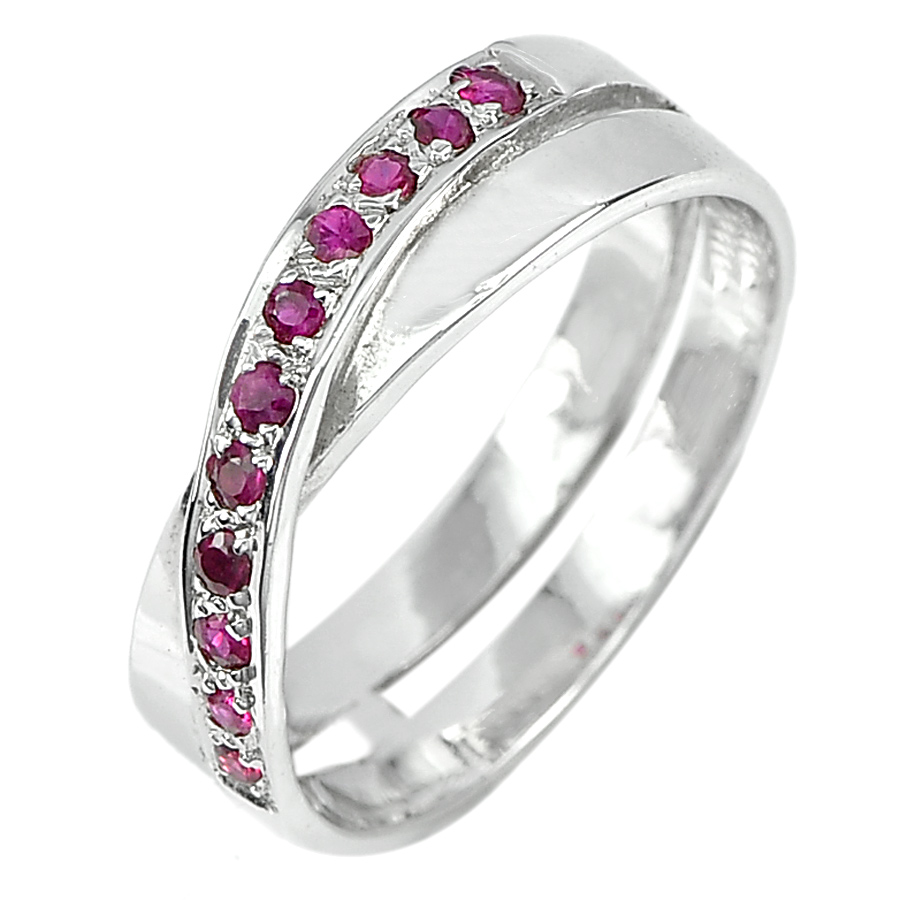 3.19 G. Good Natural Red Pink Ruby Real 925 Sterling Silver Jewelry Ring Size 7