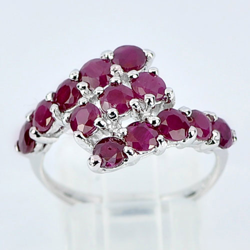 925 Sterling Silver Jewelry Ring Size 7.5 Natural Gemstones Purplish Red Ruby