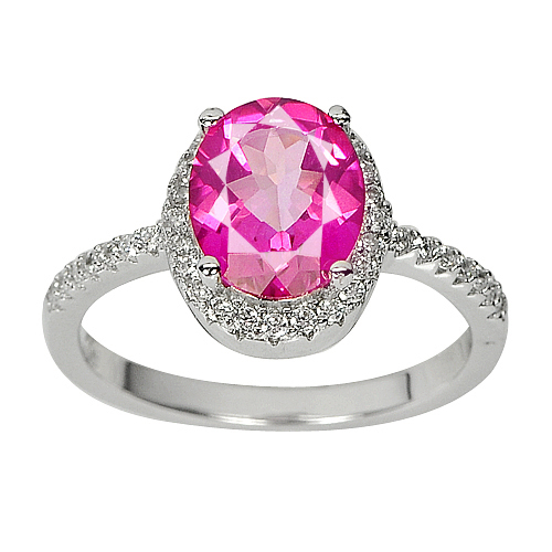 4.02 G. Natural Pink Topaz Gemstone Real 925 Sterling Silver Ring Size 7
