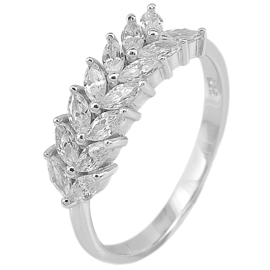 2.80 G. Good CZ White Marquise Real 925 Sterling Silver Jewelry Ring Size 6