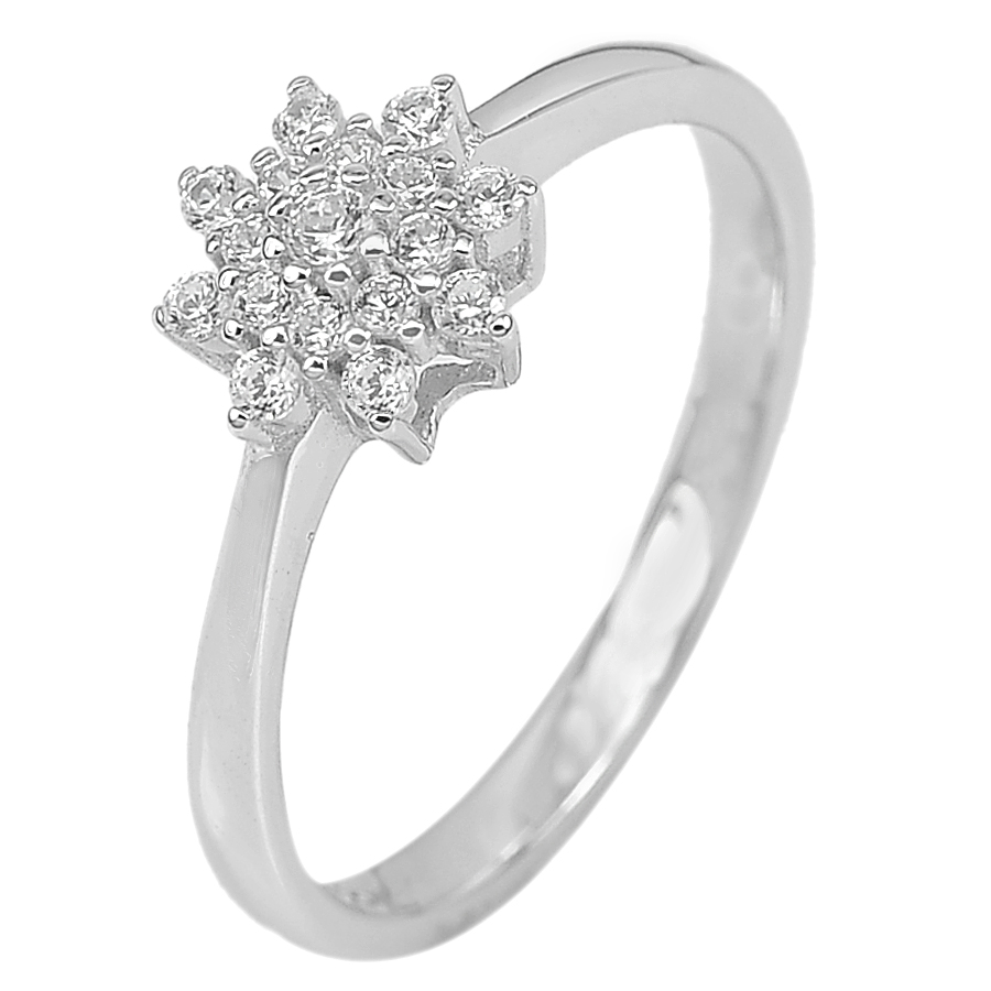 2.43 G. Fashion Design Flower CZ Ring Size 8 Real 925 Sterling Silver Jewelry