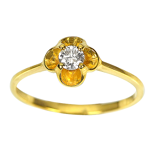 0.19 Ct.  Round Natural Loose Diamond 14K Solid Gold Ring