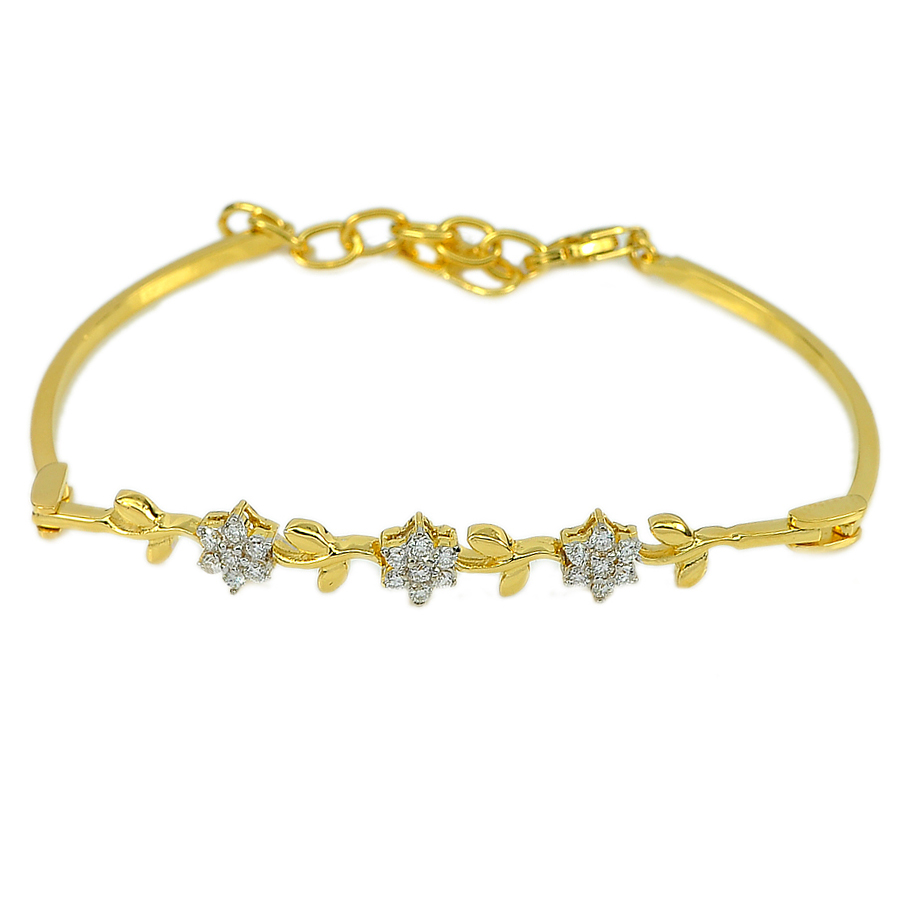 0.38 Ct. Dazzling Natural White Diamond 18k Gold Jewelry Bracelet 6 Inch.