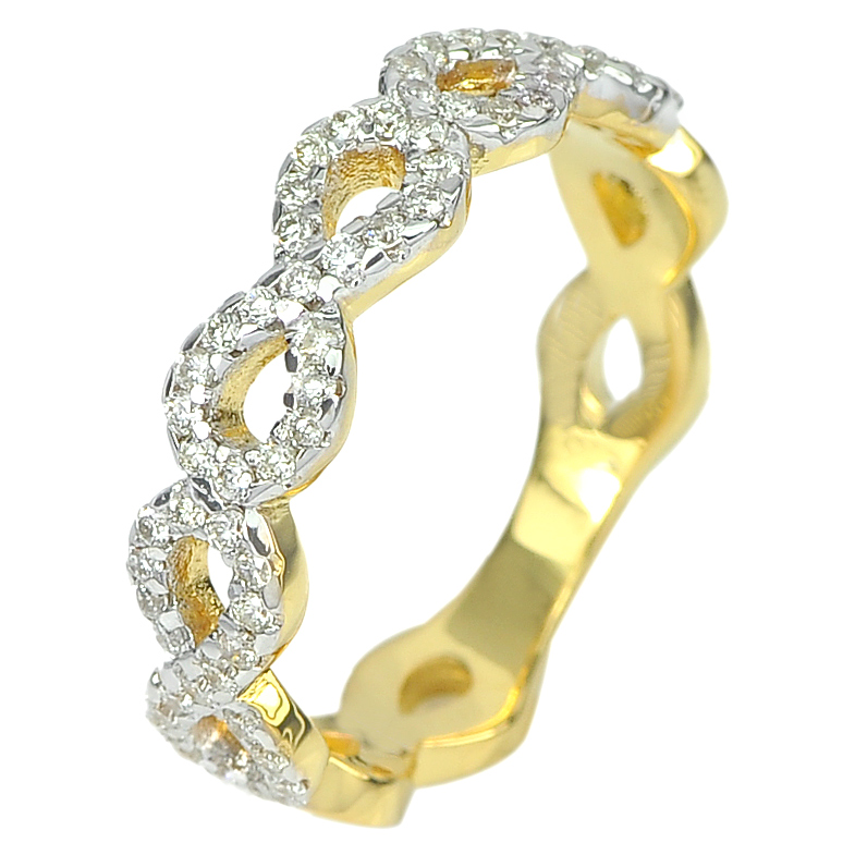 0.29 Ct. Round Brilliant Cut Natural White Diamond 18K Solid Gold Ring Size 5.5