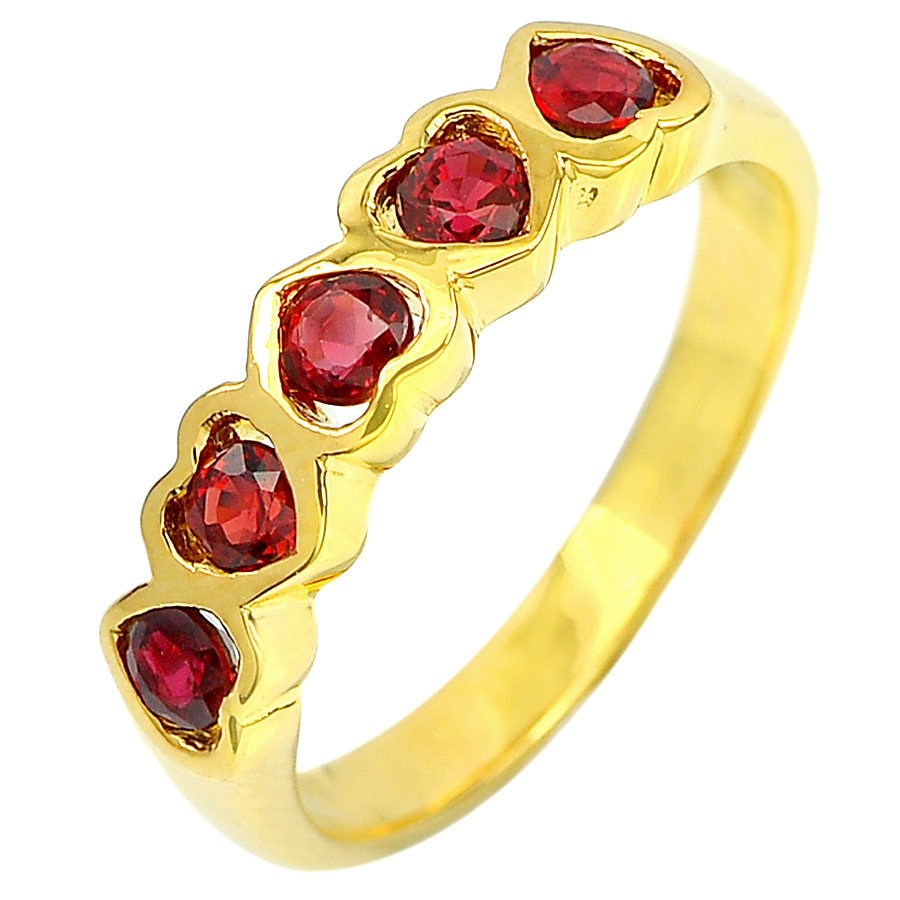 0.75 Ct. Natural Red Songea Sapphire with Diamond 18K Solid Gold Ring Size 6.5
