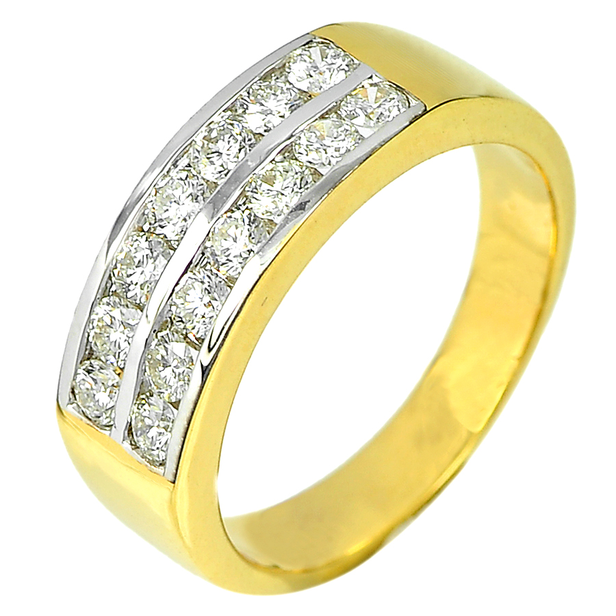 0.79 Ct. Natural Round Brilliant Cut White Diamond 18K Solid Gold Ring Size 7