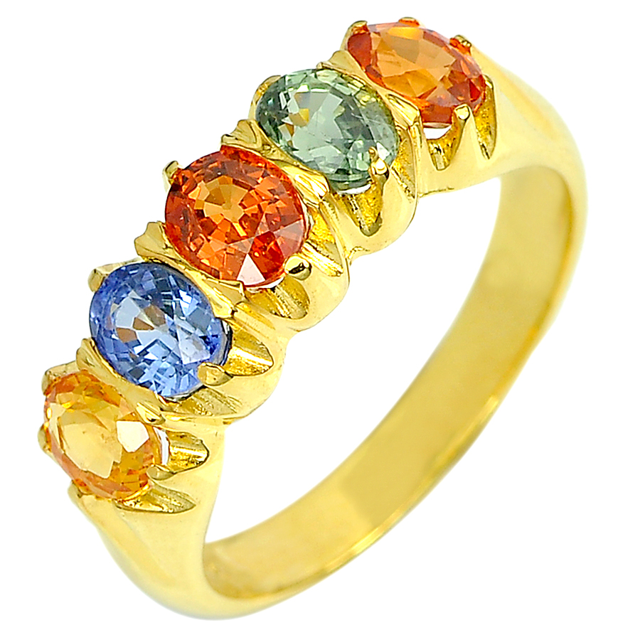 2.50 Ct. Oval Natural Fancy Sapphire with Diamond 18K Solid Gold Ring Size 7