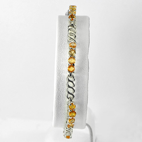 10.88 G. Natural Yellow Sapphire 925 Silver Jewelry Bracelet Length 7.5 Inch.