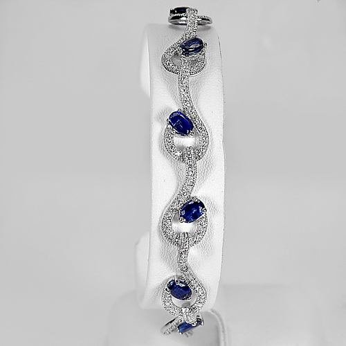 13.20 G. Natural Blue Kyanite 925 Silver Jewelry Bracelet Length 8 Inch.