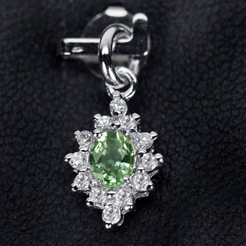 0.81 G. Natural Green Songea Sapphire 925 Sterling Silver Pendant