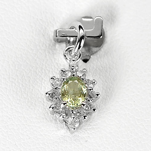 Nice 0.76 G. Natural Green Songea Sapphire Sterling Silver Pendant