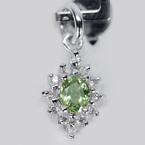 0.83 G. Natural Green Songea Sapphire 925 Sterling Silver Pendant
