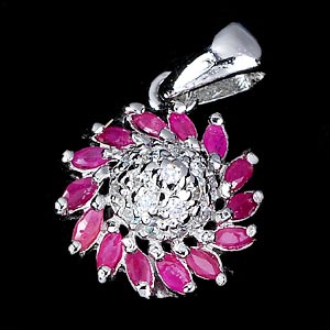 3.17 G. Natural Marquise Purplish Pink Ruby Sterling 925 Silver Pendant Jewelry