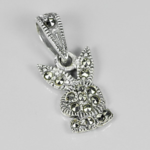 1.18 G. Black Marcasite 925 Silver Jewelry Earrings