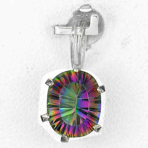 2.50 Ct. Oval Natura Rainbow Topaz 925 Silver Jewelry Pendent