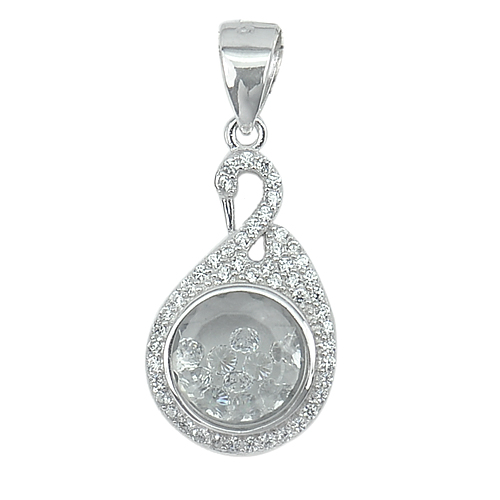 2.59 G. Good Design White CZ Real 925 Sterling Natural Silver Pendant