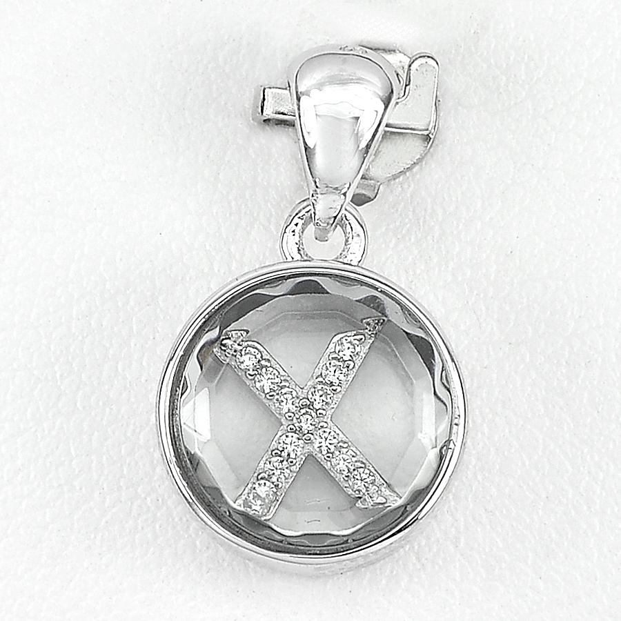 2.46 G. Letter X Pendant Real 925 Sterling Silver Jewelry with CZ