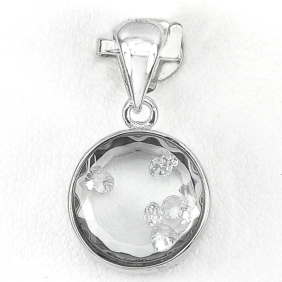 2.21 G. Beautiful with Cz White Round Real 925 Sterling Silver Jewelry Pendant