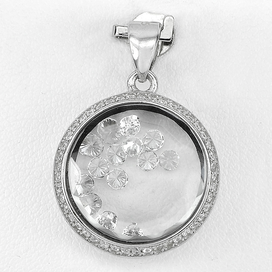 5.17 G. Real 925 Sterling Silver Jewelry Pendant Beautiful with Cz White