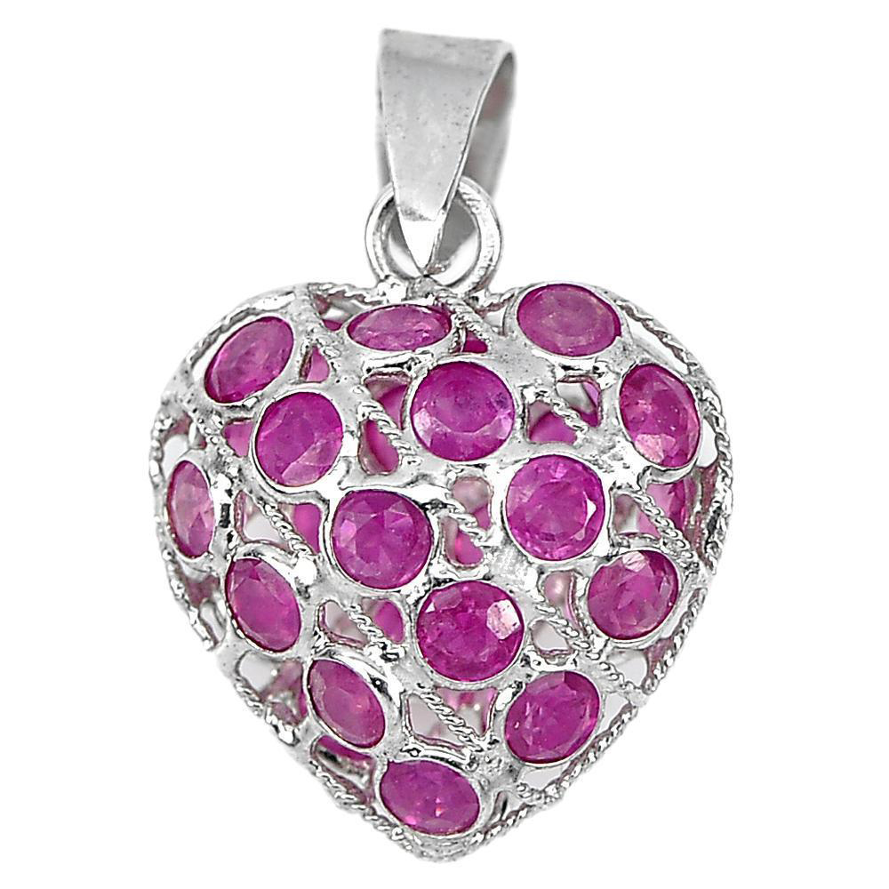 0.78 G. Natural Gemstone Red Ruby Real 925 Sterling Silver Jewelry Pendant