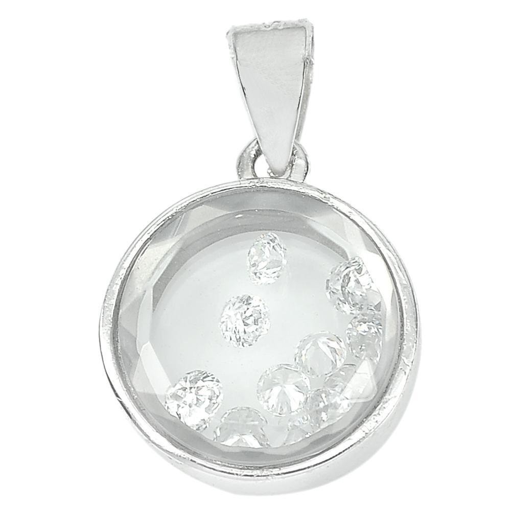 Good 3.07 G. Real 925 Sterling Silver Jewelry Pendant with Round White CZ