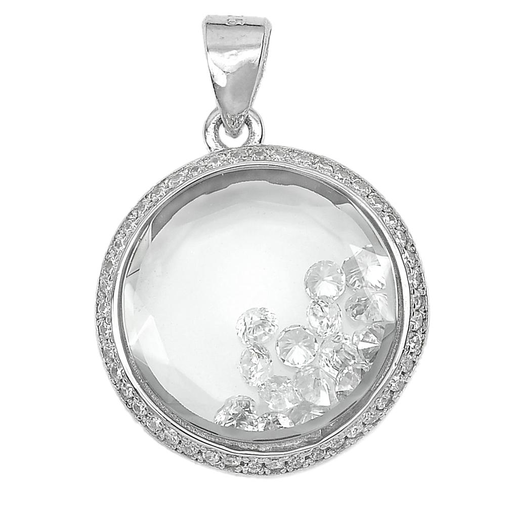5.18 G. Real 925 Sterling Silver Jewelry Pendant Beautiful with Cz White