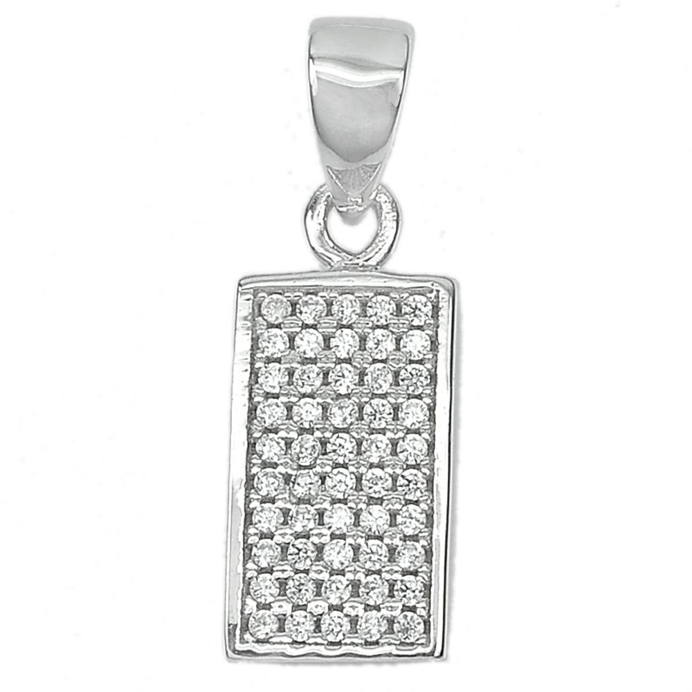 1.51 G. Lovely Real 925 Sterling Silver Pendant with White CZ Round Shape
