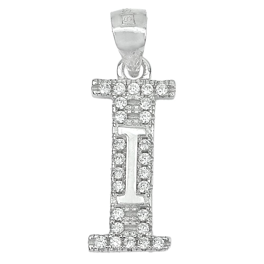 1.29 G. Initial Alphabet Double I With CZ Real 925 Sterling Silver Pendant