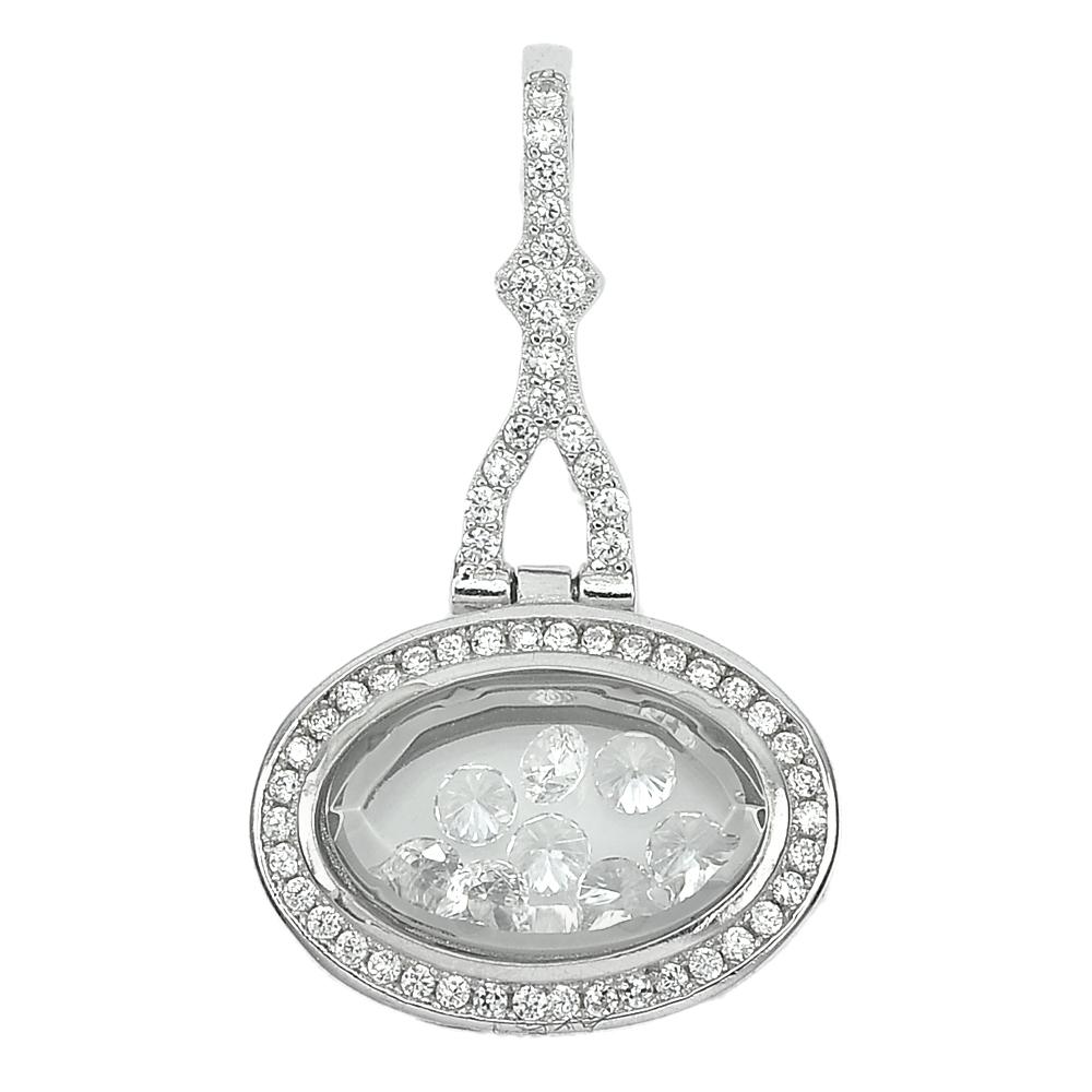 4.16 G. Real 925 Sterling Silver Fine Jewelry Pendant with CZ Round Beautiful