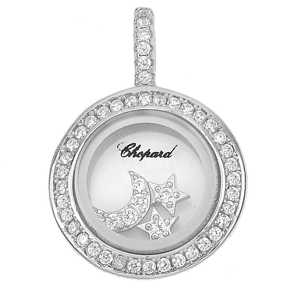 3.55 G. Real 925 Sterling Silver Fine Jewelry Pendant with Cz Round Shape Good
