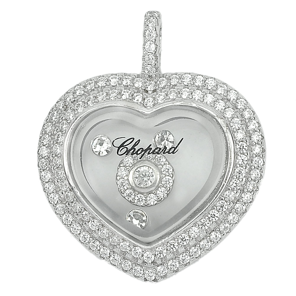 5.60 G. Heart Design Real 925 Sterling Silver Jewelry Pendant with Cz Beautiful