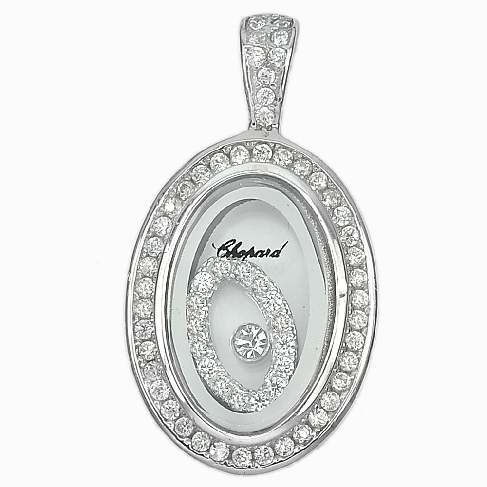 3.90 G. Lovely Real 925 Sterling Silver Jewelry Pendant with Cz Round Shape