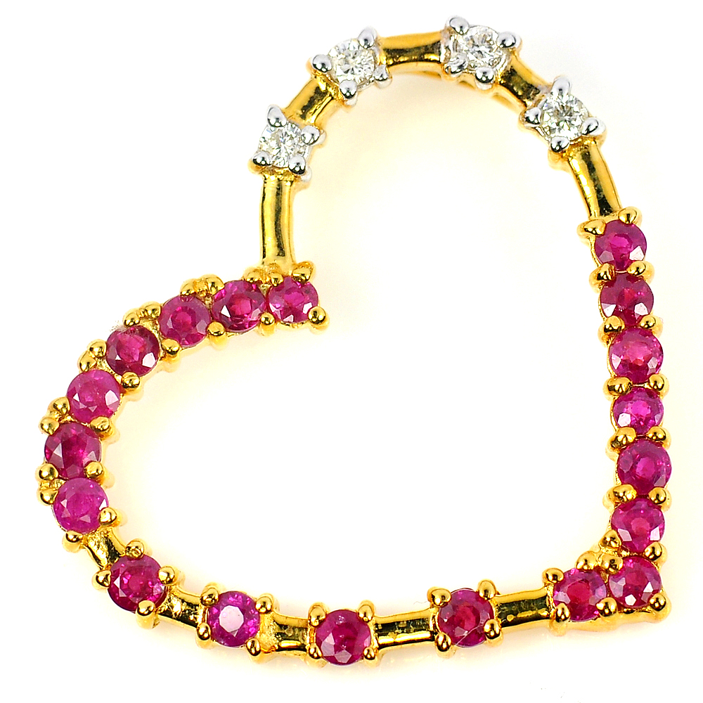1.80 ct. Natural RUBY & DIAMOND 14K Solid Gold Pendant