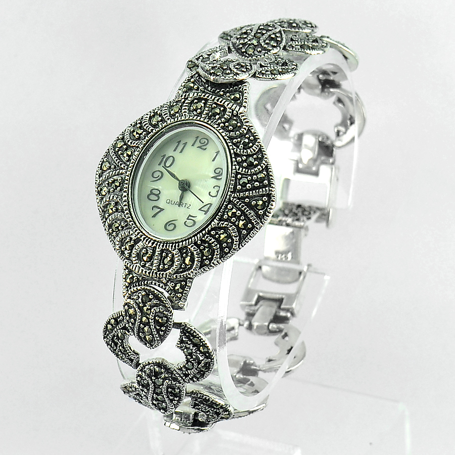 Nice Many Round Marcasite 925 Silver Jewelry Watch