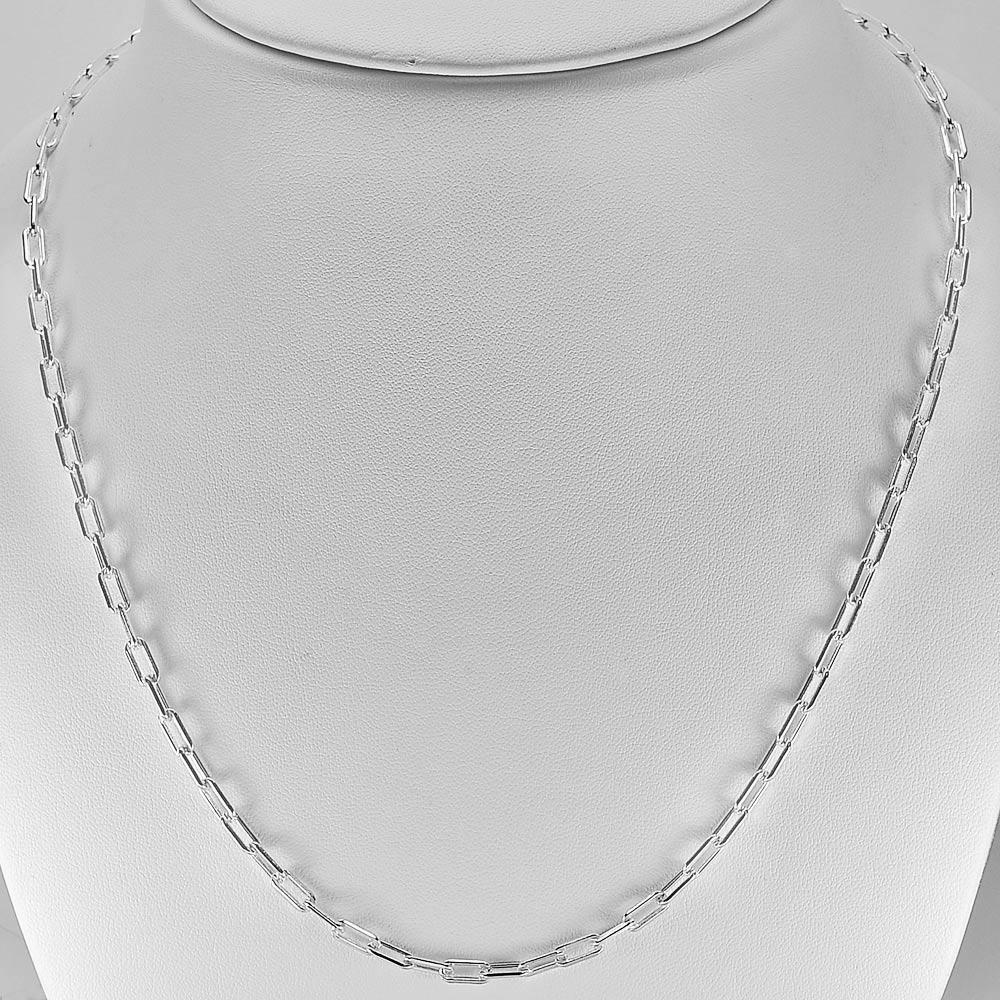 11.24 G. Real 925 Sterling Silver Chain Necklace Length 20 Inch.