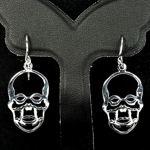 1 Pc. / $ 15.99 Wholesale Design Skull Natural 925 Sterling Silver Earrings10105