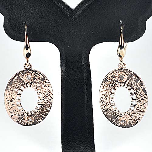 4.19 G. 70 Sterling Silver Rose Pink Plated Dangle Earrings Jewelry