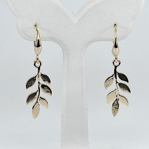 2.70 G. Good Design Leaf Real 70 Sterling Silver Rose Gold Plated Earrings